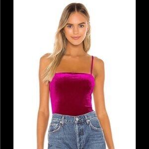 Lovers and Friends Pink Velvet Bodysuit S
